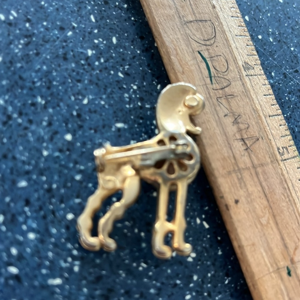 3 goldtone jewel studded poodle dog pins - Picture 4 of 8